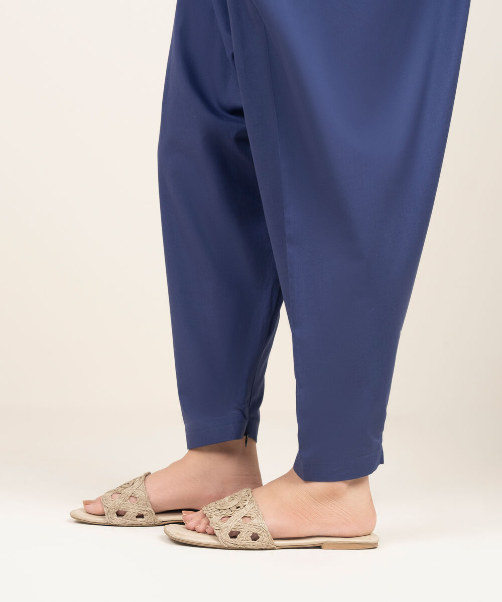 Women's RTW Lawn Solid Blue Shalwar