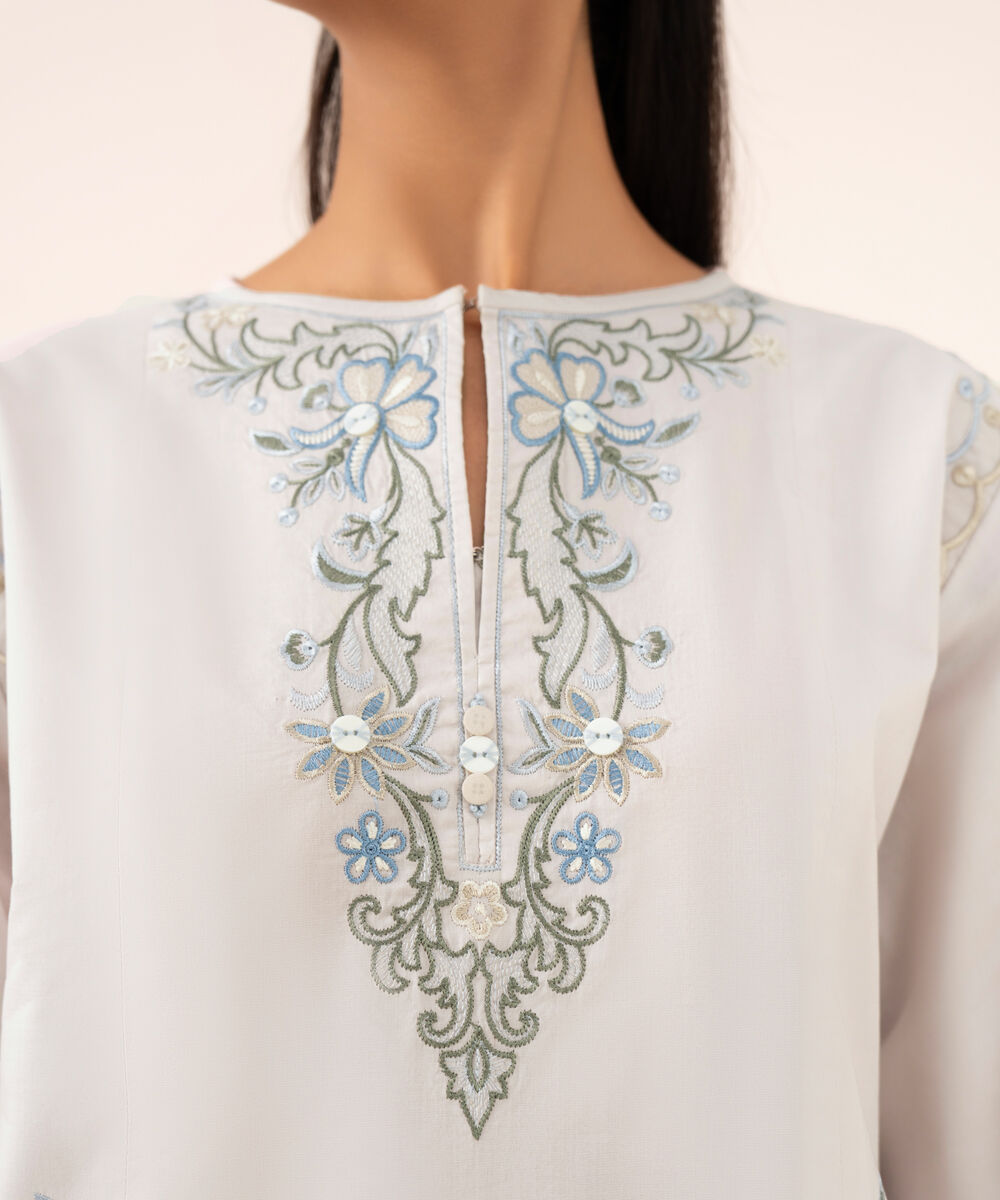 Women's Unstitched Lawn Embroidered Pink Two Piece Suit