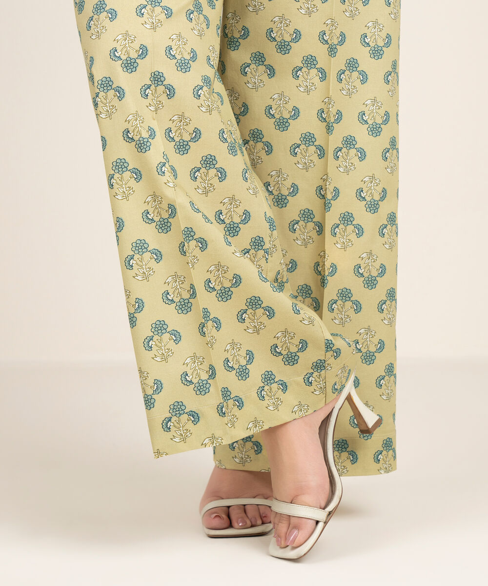 Women's RTW Cambric Printed Green Culottes