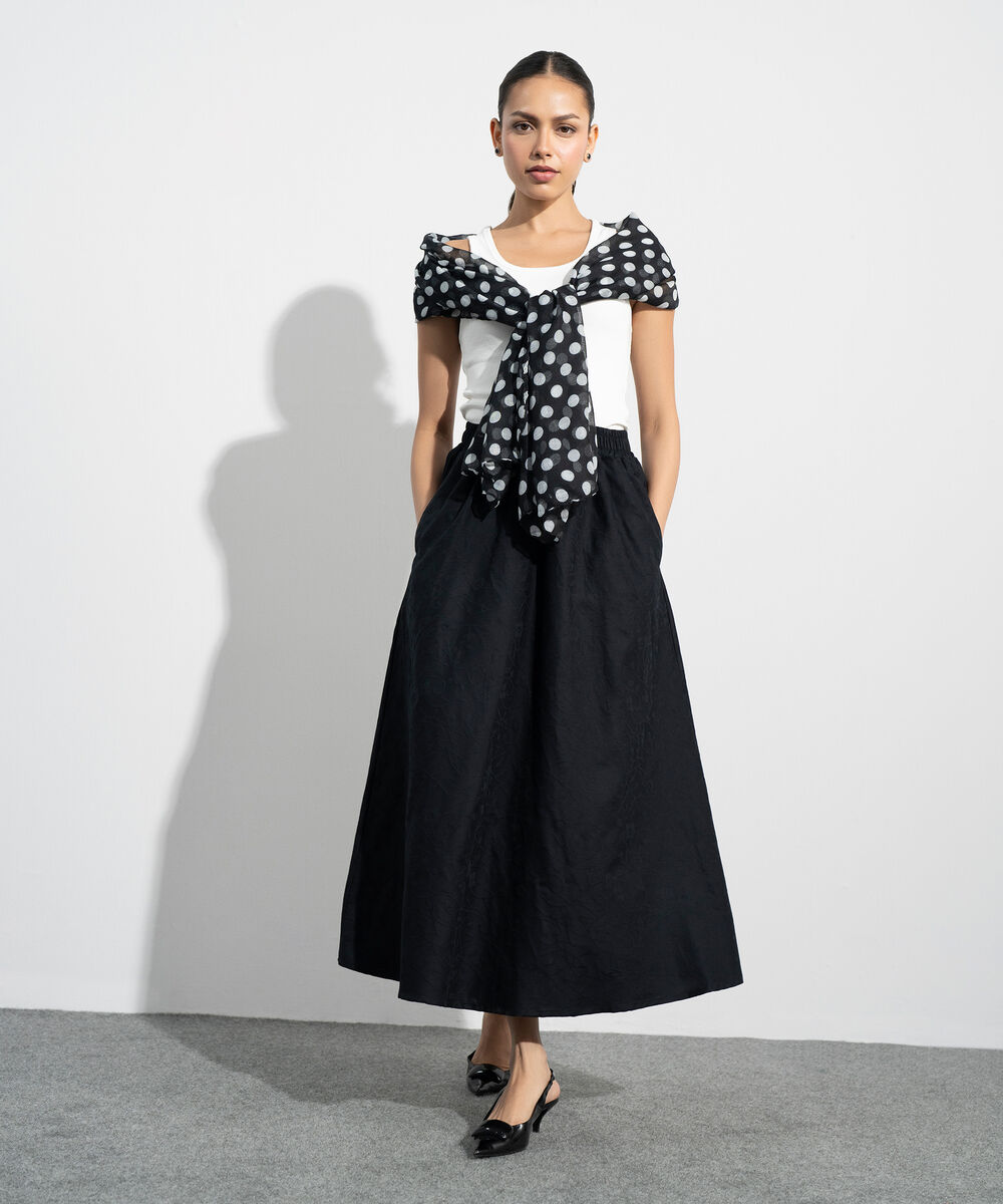 Women's Western Black Polka Dot Printed Scarf