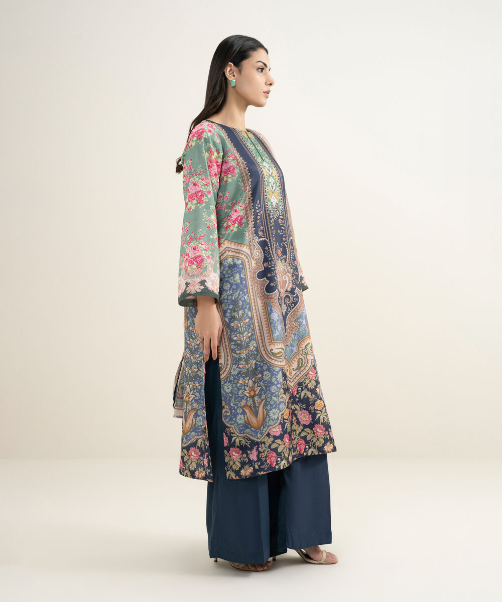 Women's RTW Blended Grip Silk Printed 3 Piece Suit