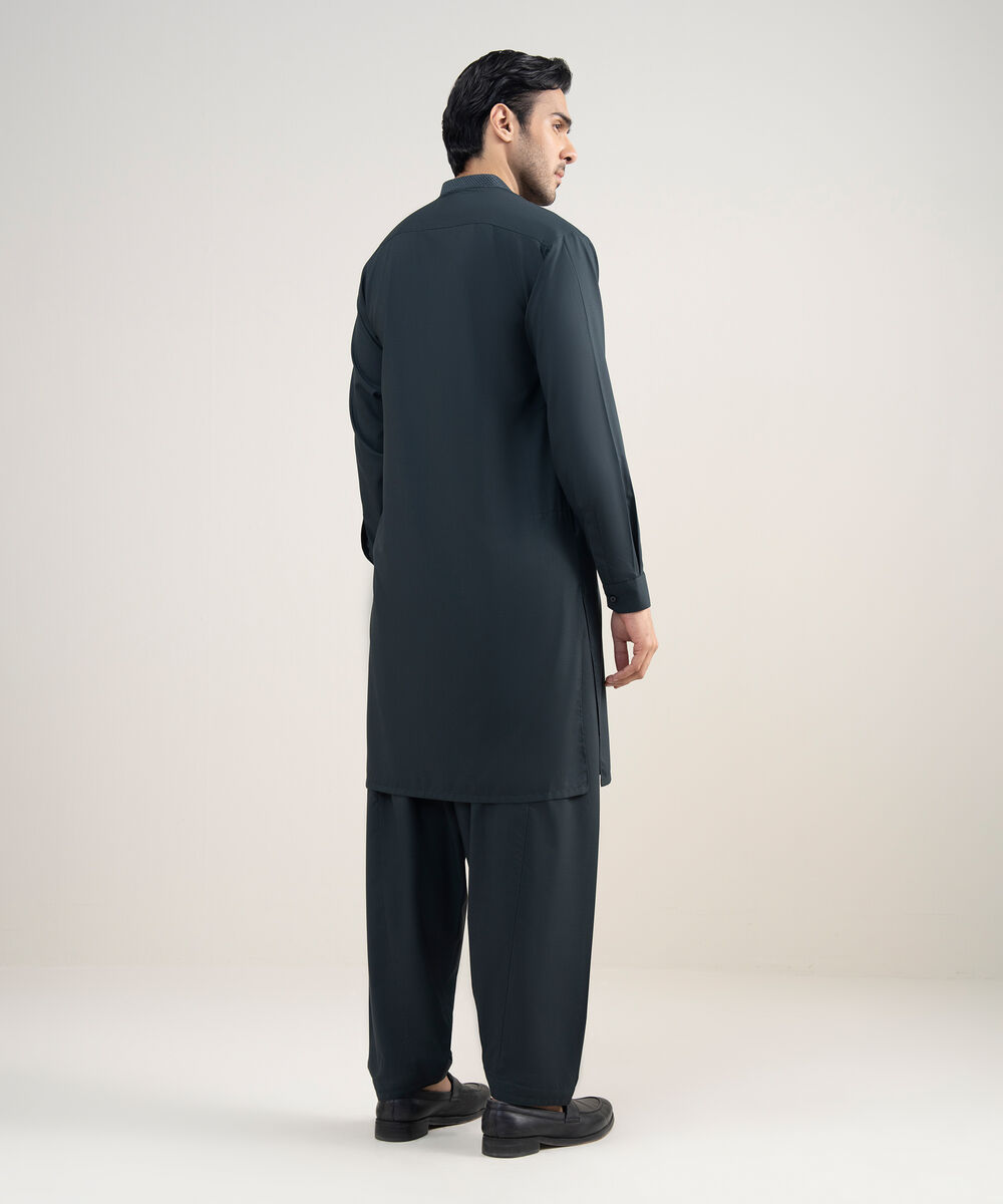 Men's Stitched Premium Blended Dark Green Suit