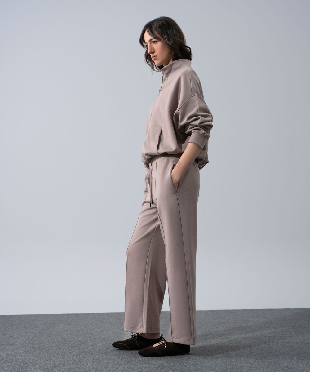 Women's Western Wear Beige Wide Leg Trousers