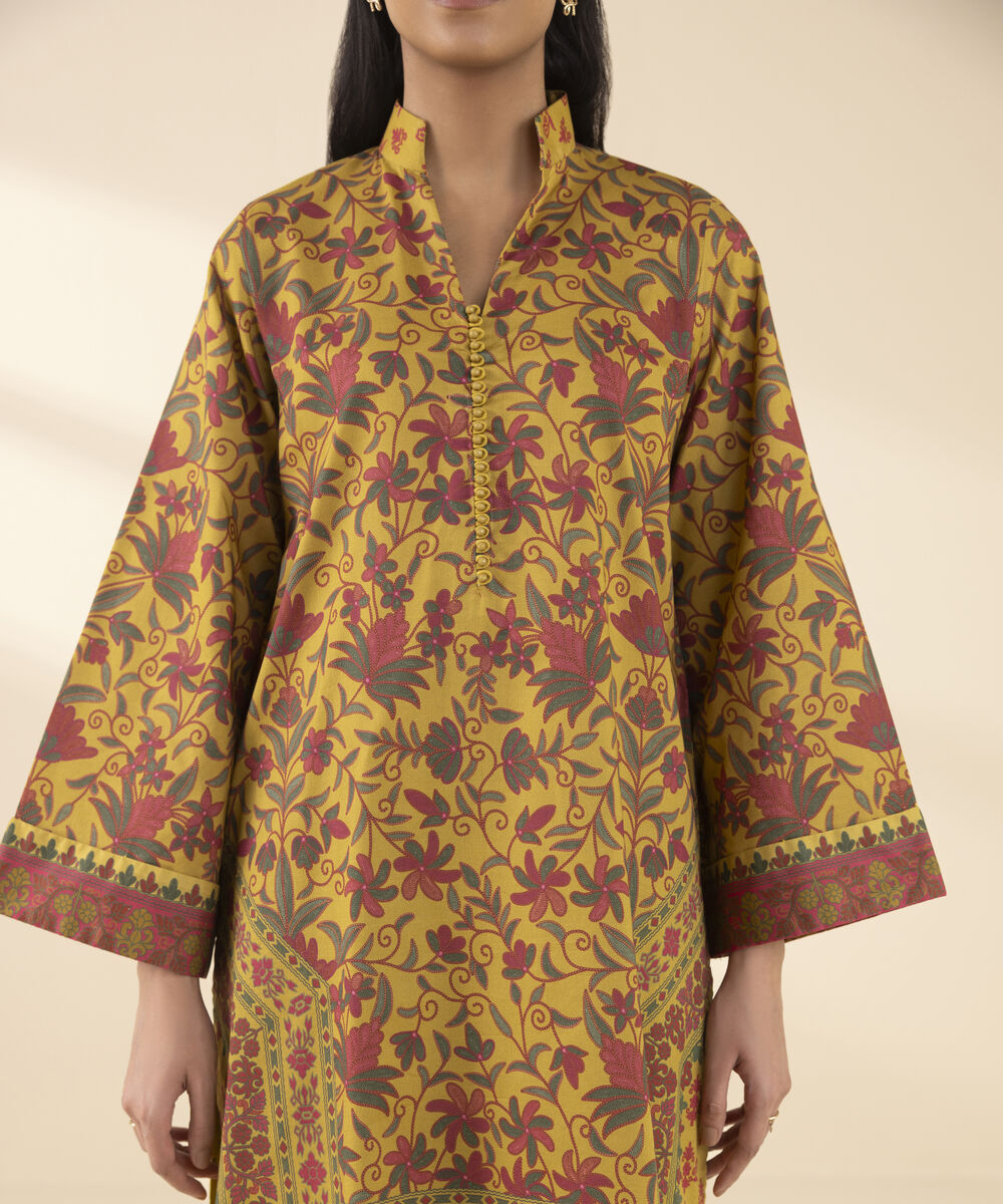 Unstitched Women's Yellow Lawn 3 Piece Suit
