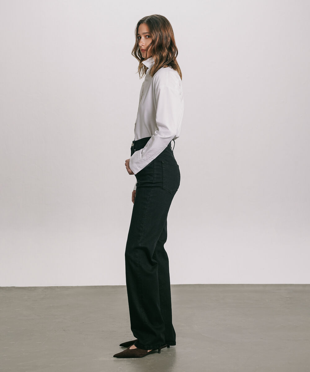 Women's Western Wear Black High Rise Straight Jeans