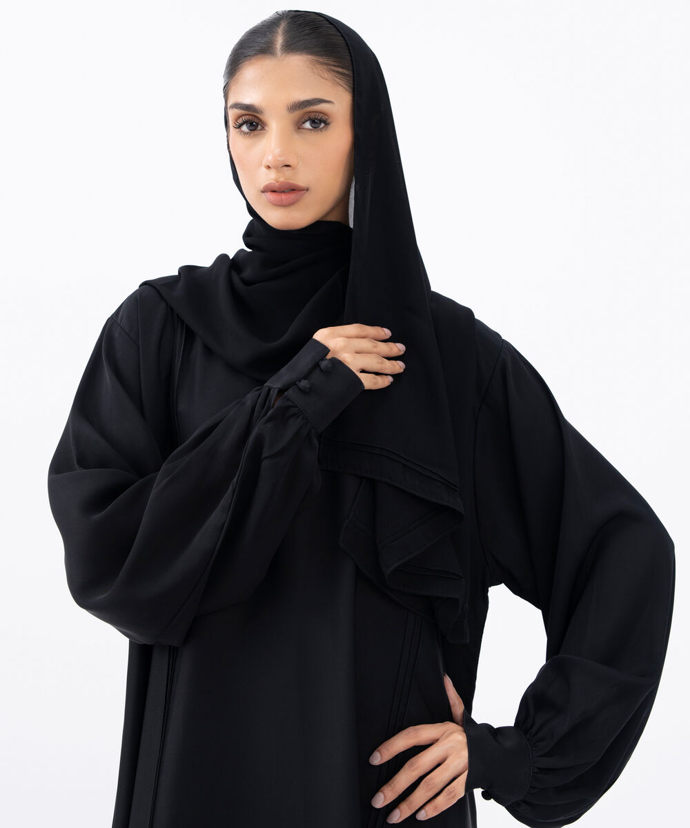 Women's Black Polyester Abaya Set