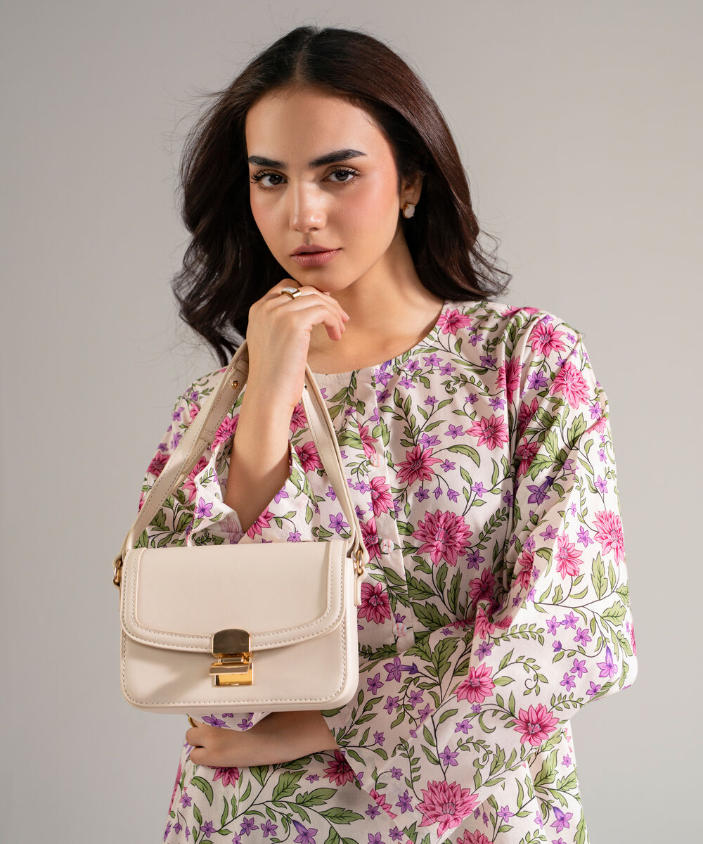 Women's RTW Lawn Printed Off White Straight Shirt