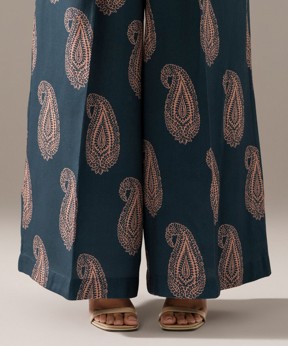 Women's RTW Bedford Printed Blue Flared Pants
