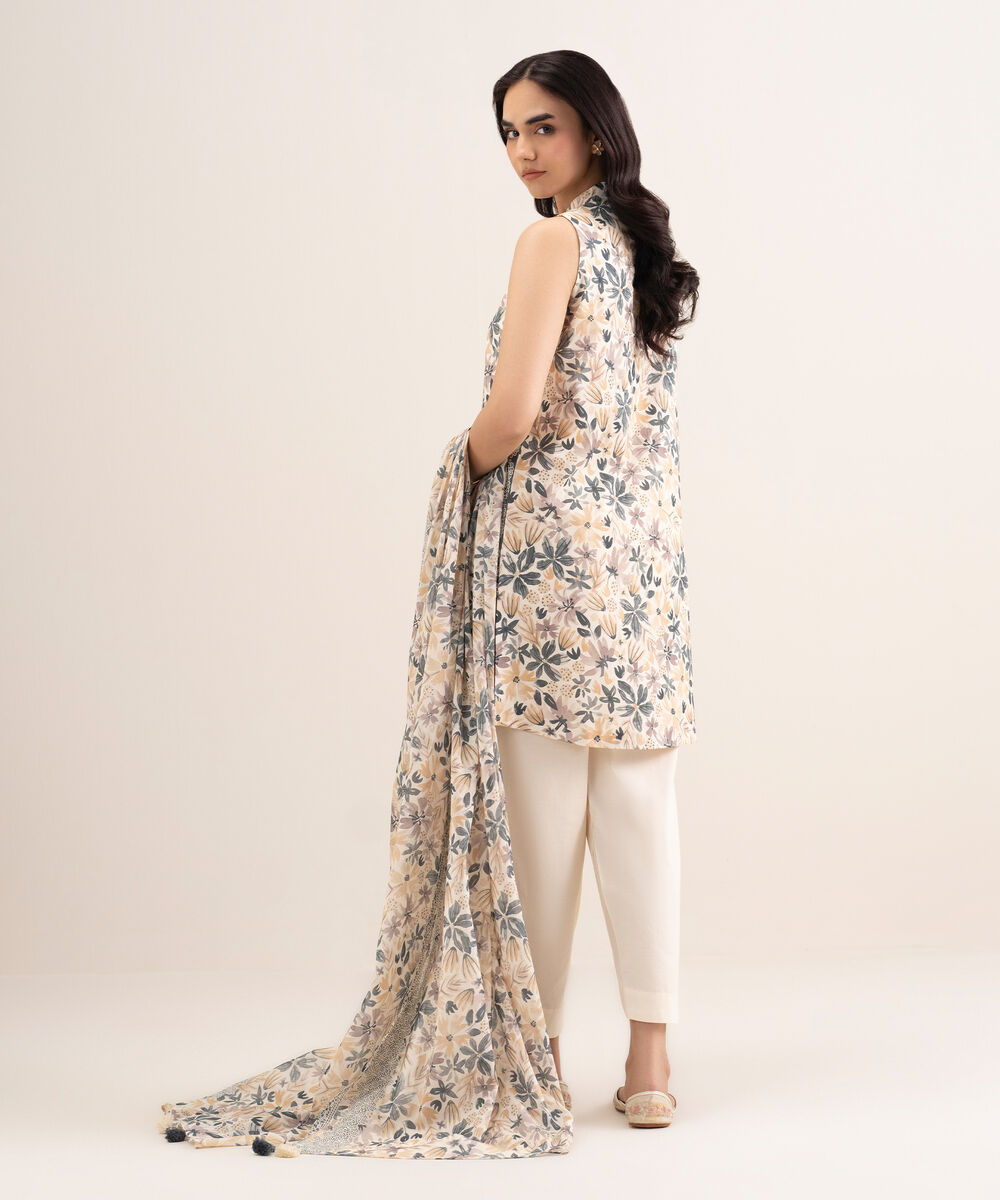 Women's Unstitched Lawn Printed Multi 3 Piece Suit