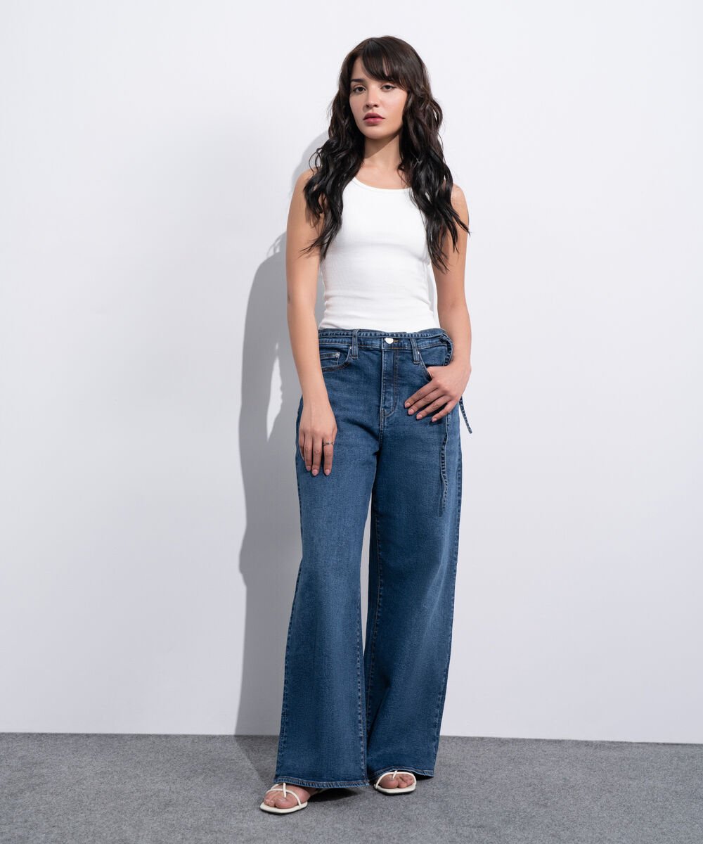 Women's Western Light Indigo Wash Baggy Loose Jeans