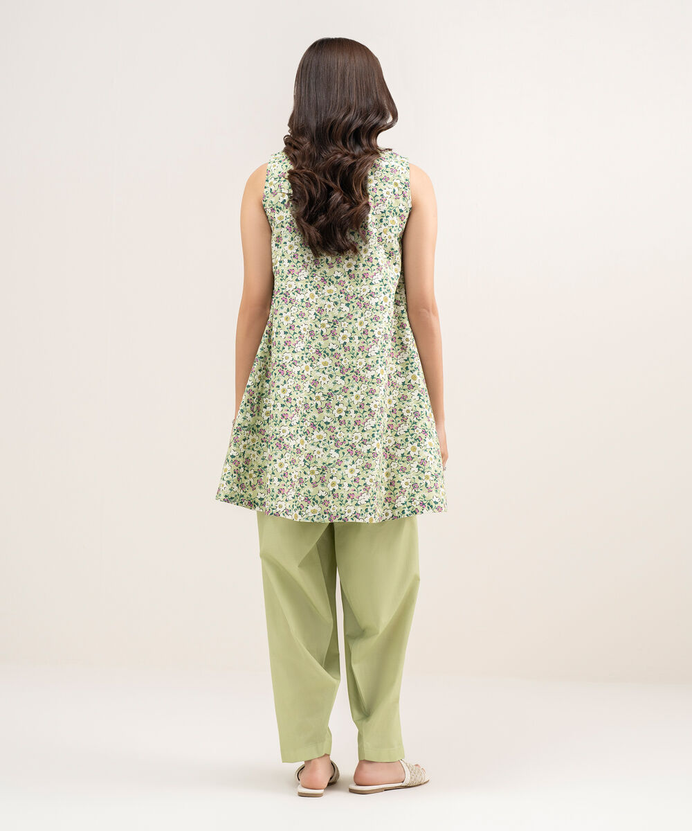 Women's Unstitched Lawn Printed Green 2 Piece Suit