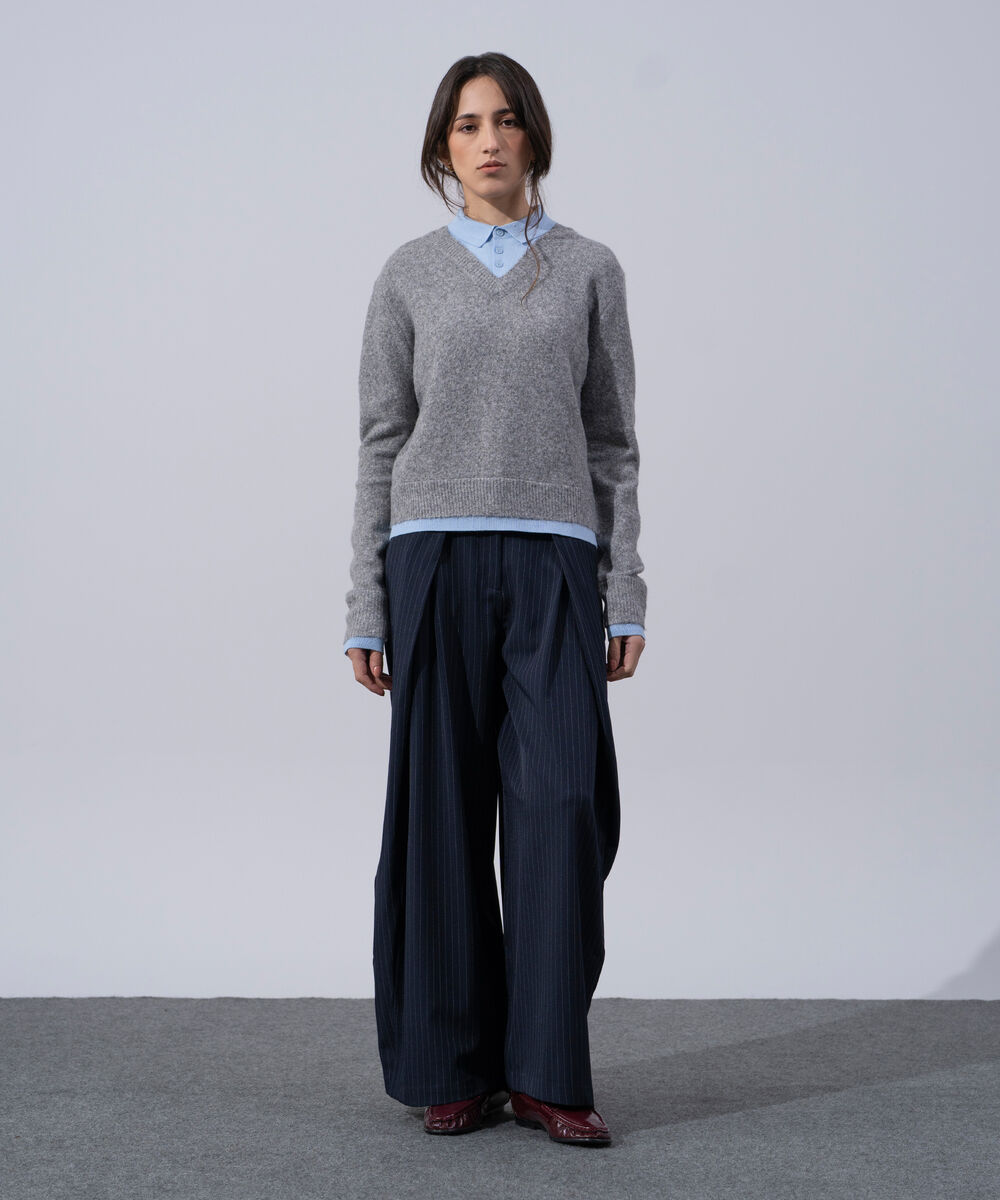 Women's Western Wear Grey Melange Wool Blend Jumper