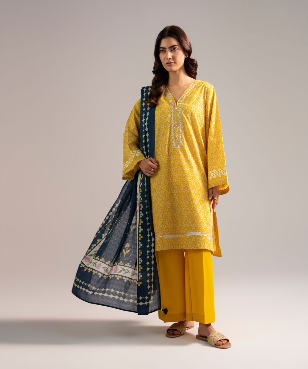 Lawn Printed Dark Blue Dupatta