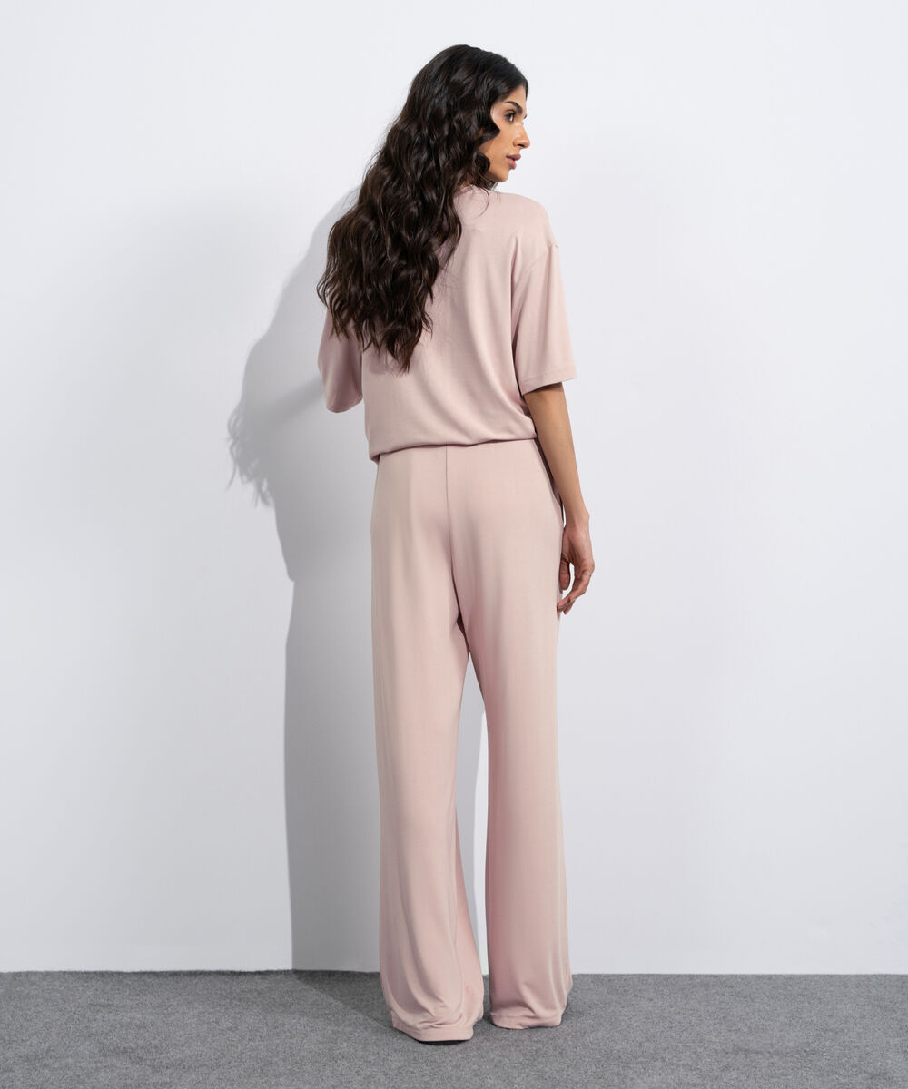 Women's Pink Flowing Pull-On Trousers