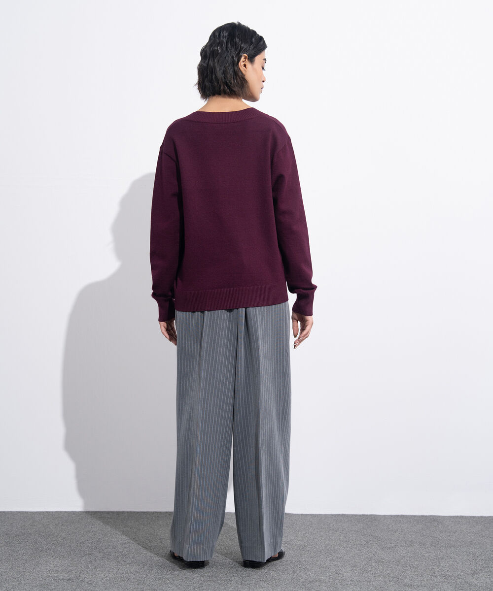 Women's Western Wear Merlot V-Neck Knit Sweater