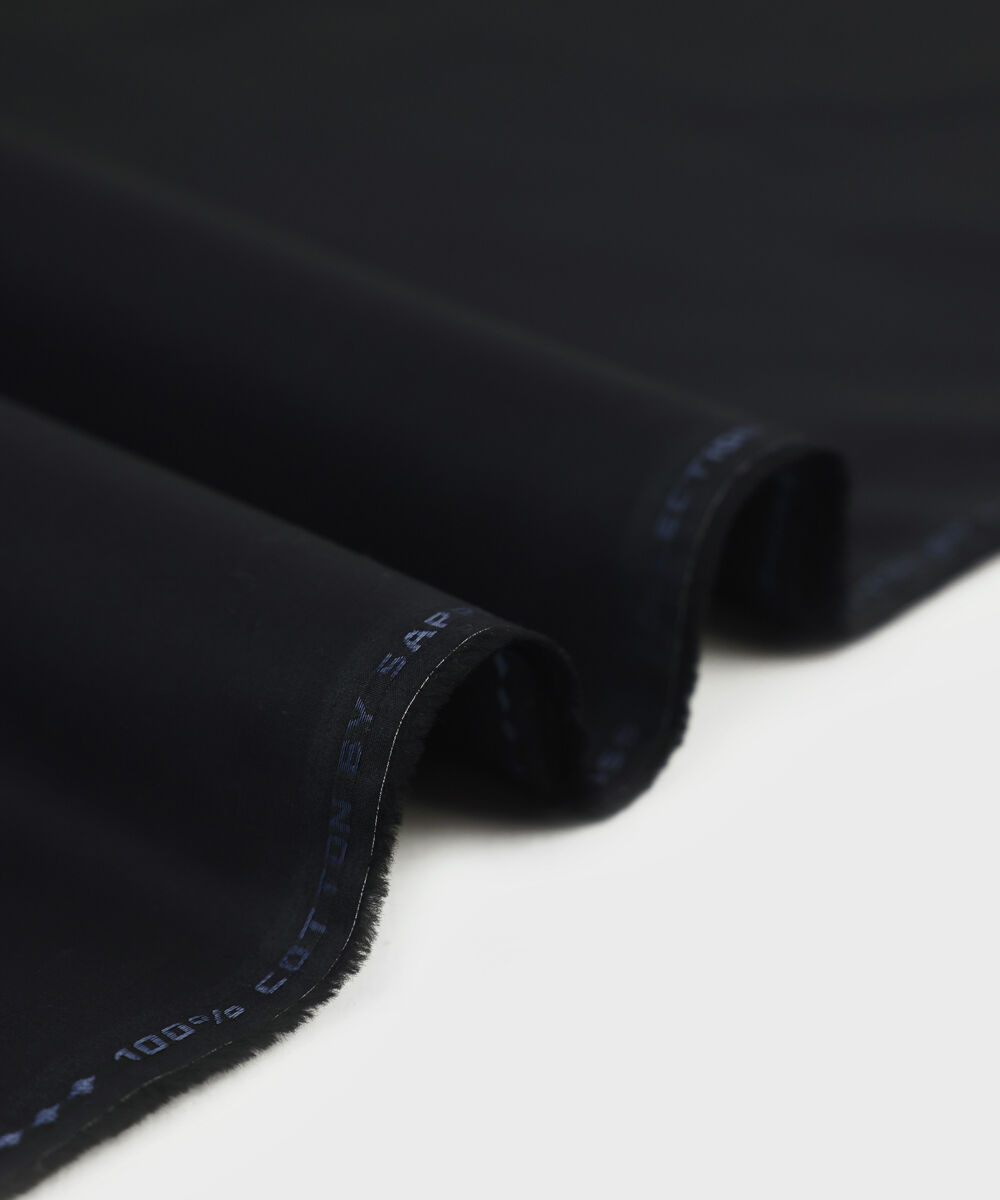 Men's Unstitched Premium Cotton Black Full Suit Fabric