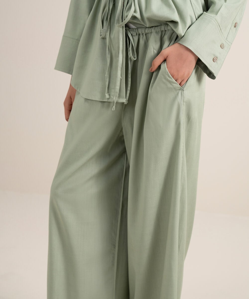 Women's Green Wide-Legged Culottes