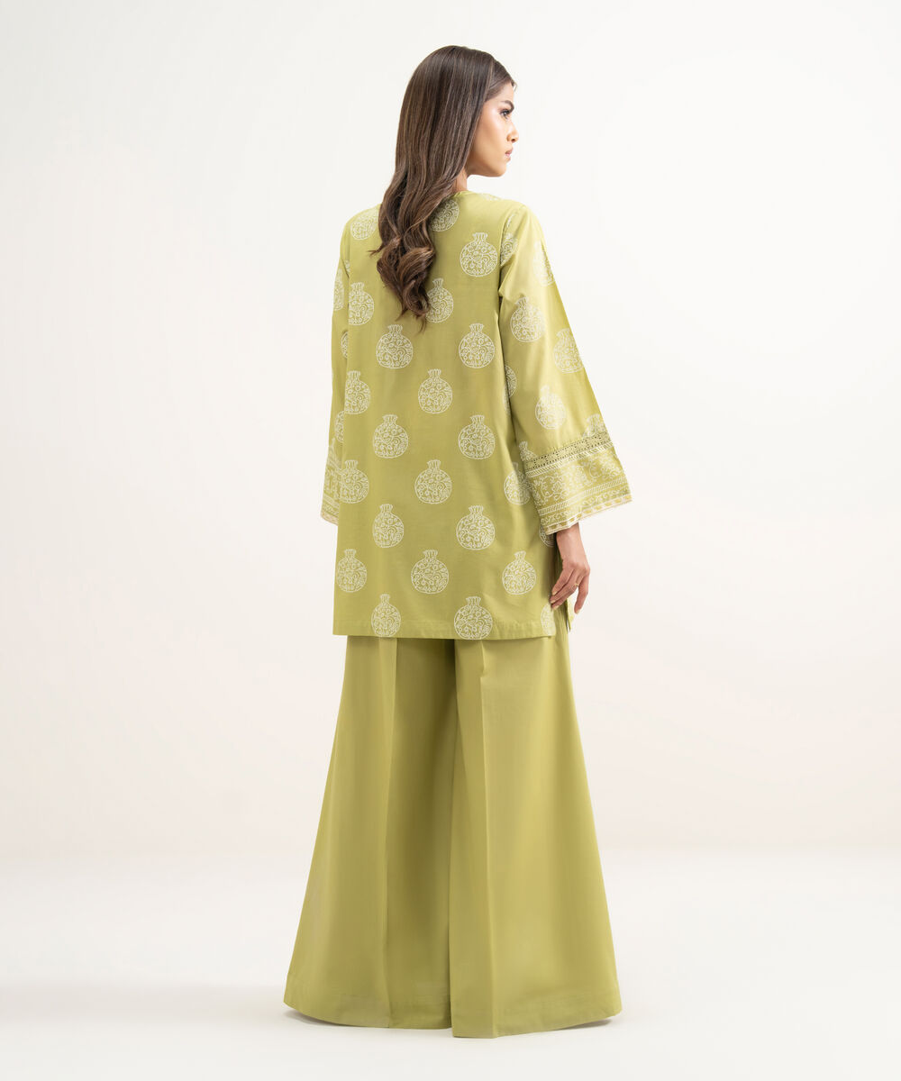 Women's RTW Lawn Embroidered Green Straight Shirt