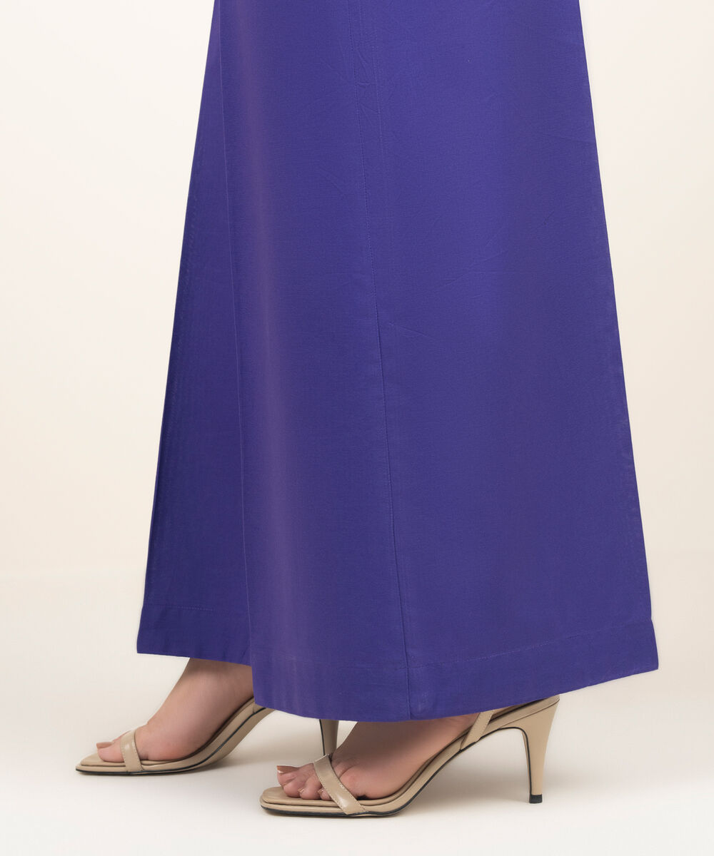 Women's RTW Cambric Solid Purple Flared Pants