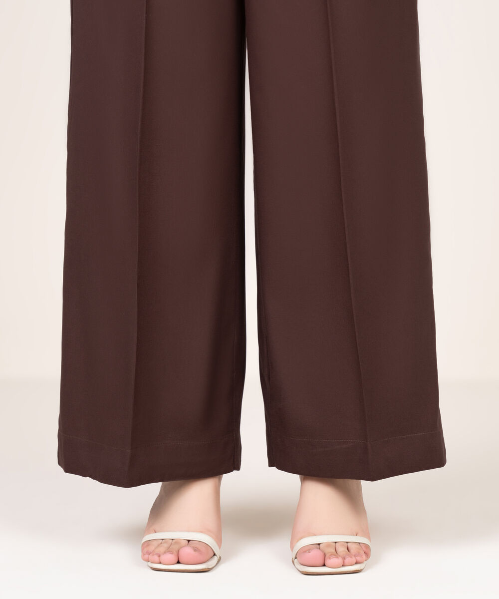 Women's RTW Khaddar Solid Brown Culottes