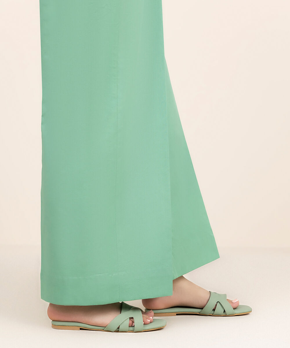 Women's Unstitched Cotton Printed Green Trousers Fabric