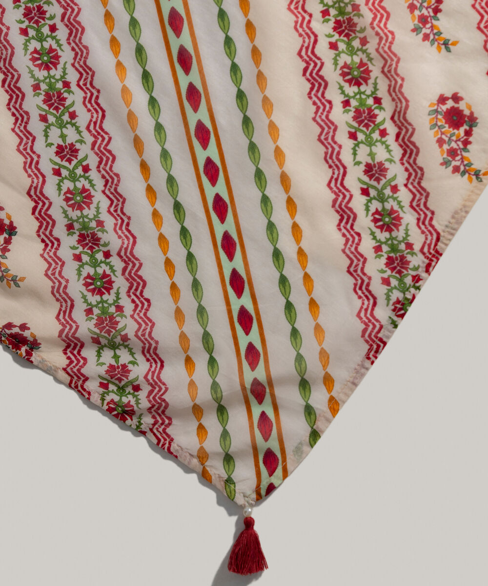 Women's RTW Fine Voil Printed Off White Dupatta