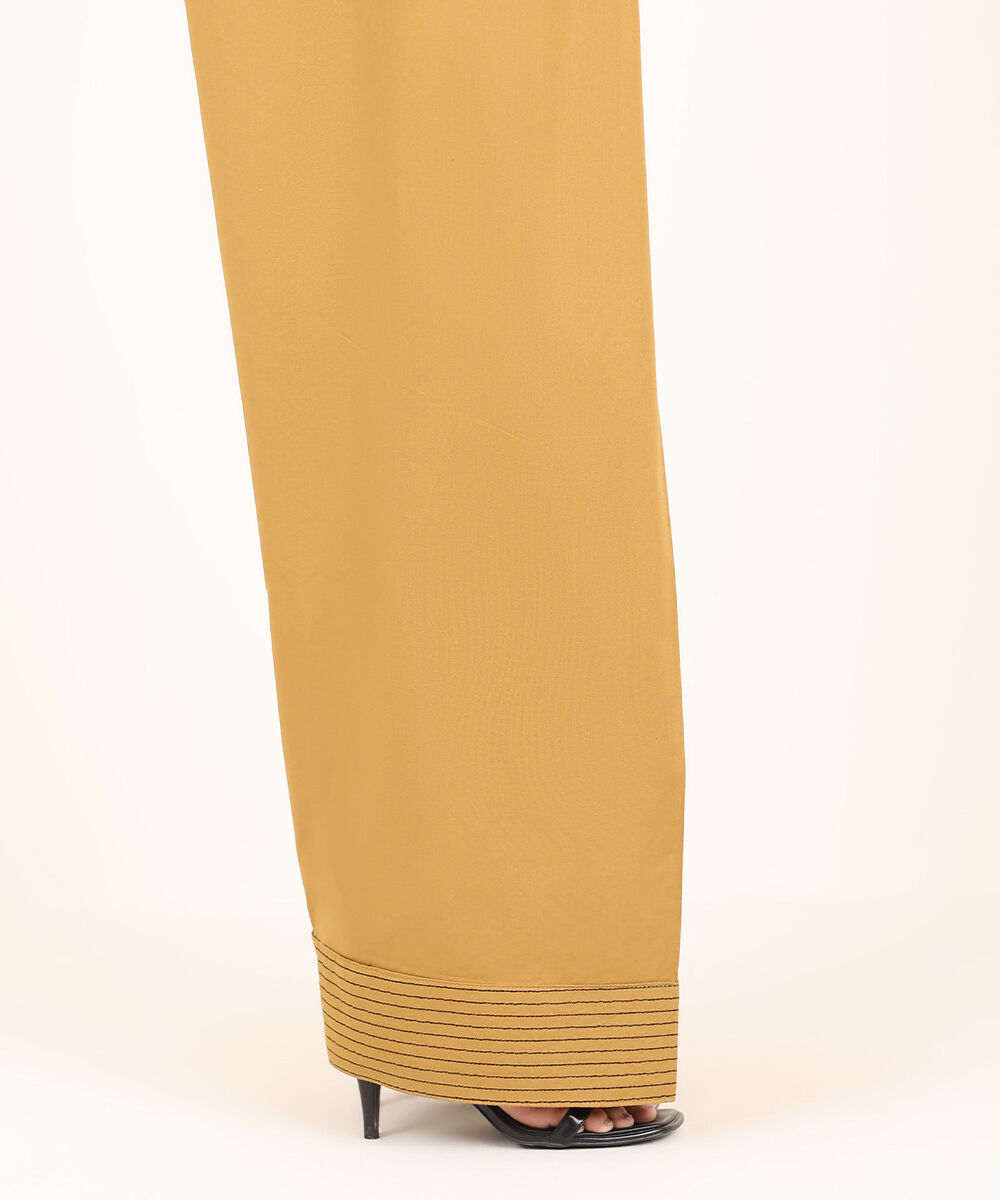 Women's RTW Cambric Brown Solid Farshi Shalwar