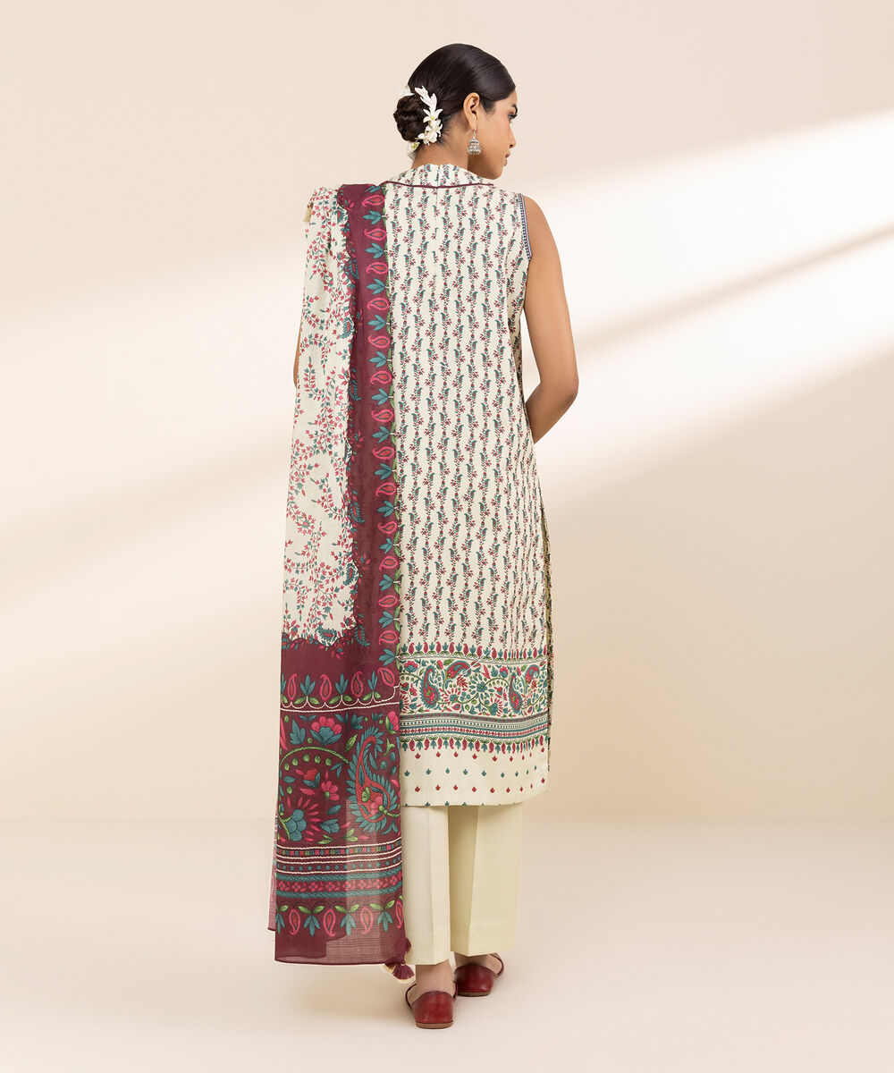 Women's Unstitched Lawn Printed Multi 3 Piece Suit