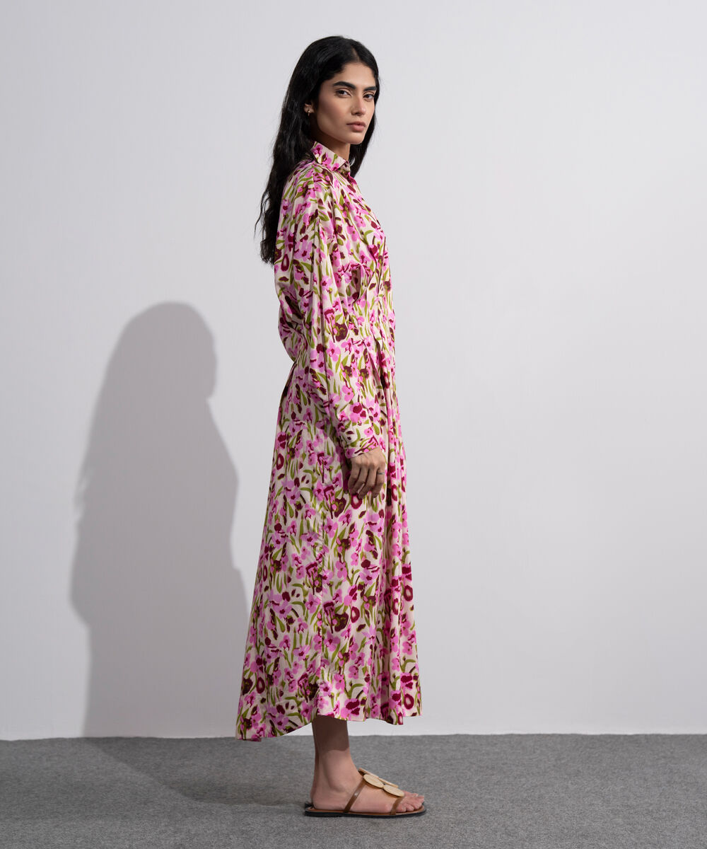 Women's Multi Printed Pleated Dress