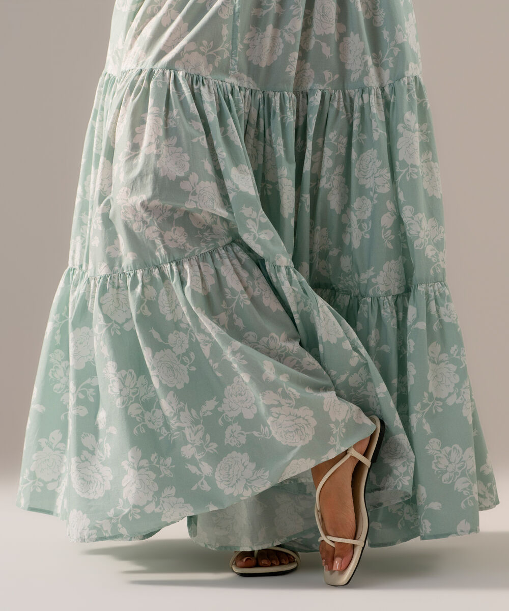 Women's RTW Poplin Printed White Skirt