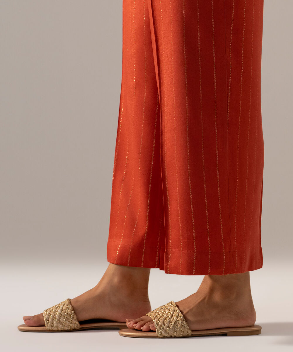 Women's RTW Dobby Crepe Lurix Solid Rust Straight Pants