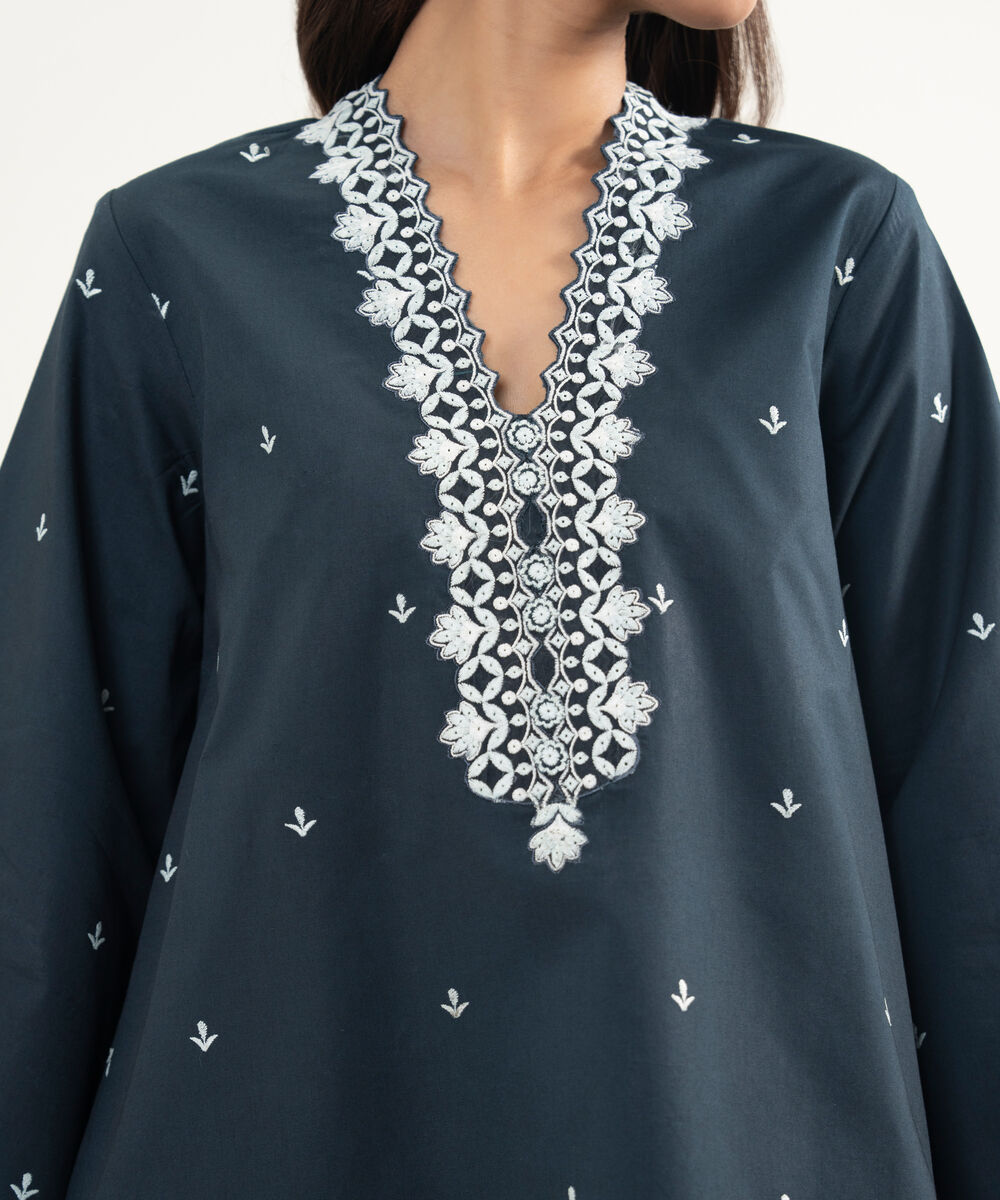 Women's Unstitched Lawn Embroidered Black 3 Piece Suit