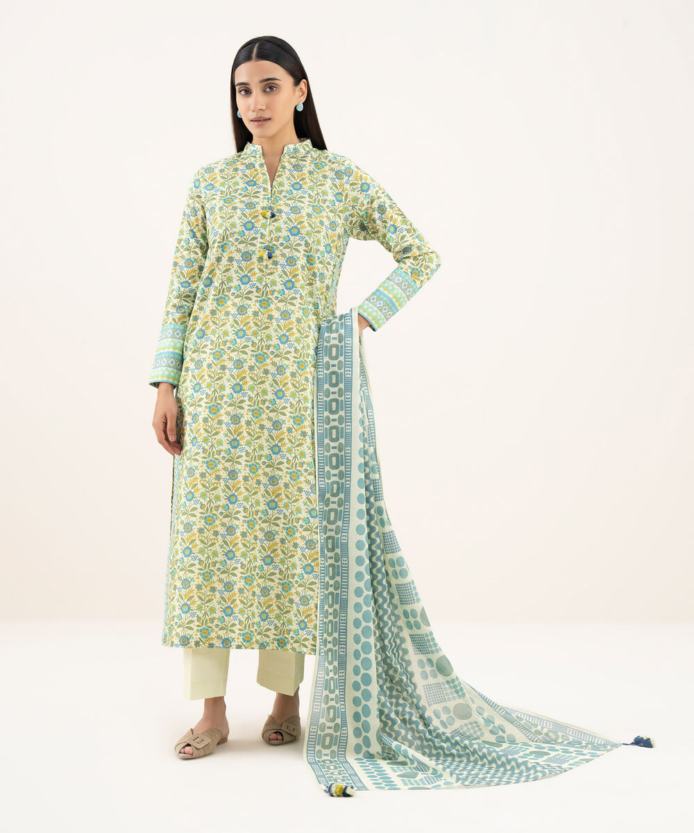 Women's Unstitched Lawn Printed Multi 3 Piece Suit