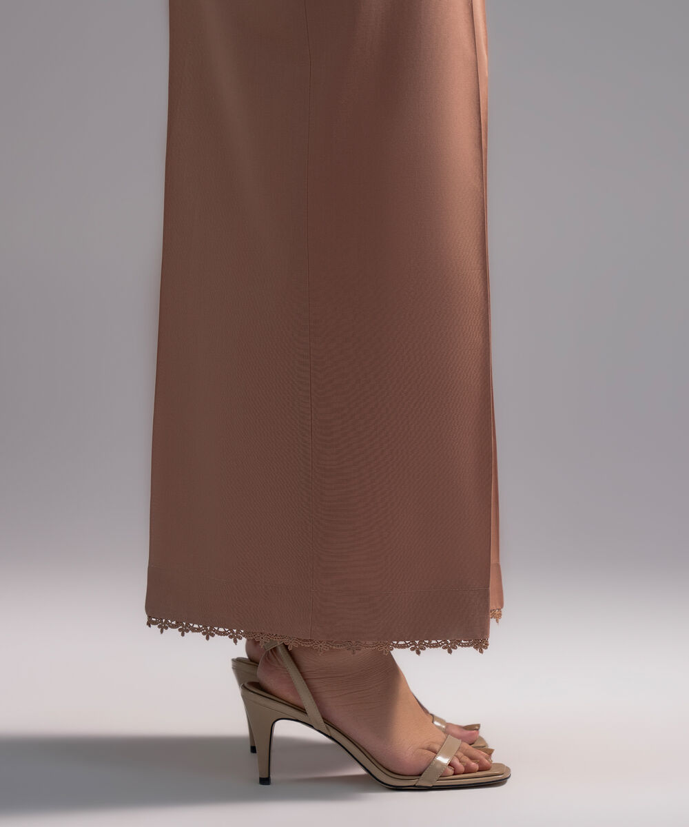 Women's RTW Cambric Solid Dark Beige Culottes