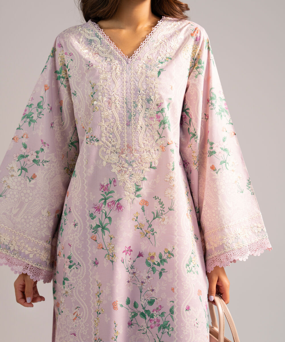 Women's RTW Zari Lawn Embroidered Lilac 2 Piece Suit