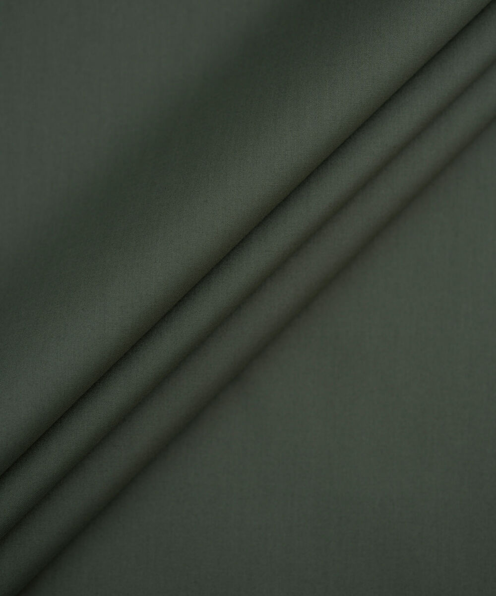 Men's Unstitched Olive Green Two Piece Premium Cotton Suit