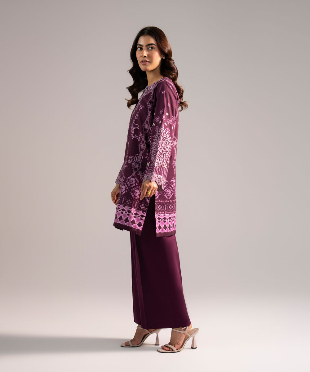 Women's RTW Lawn Embroidered Purple 2 Piece Suit