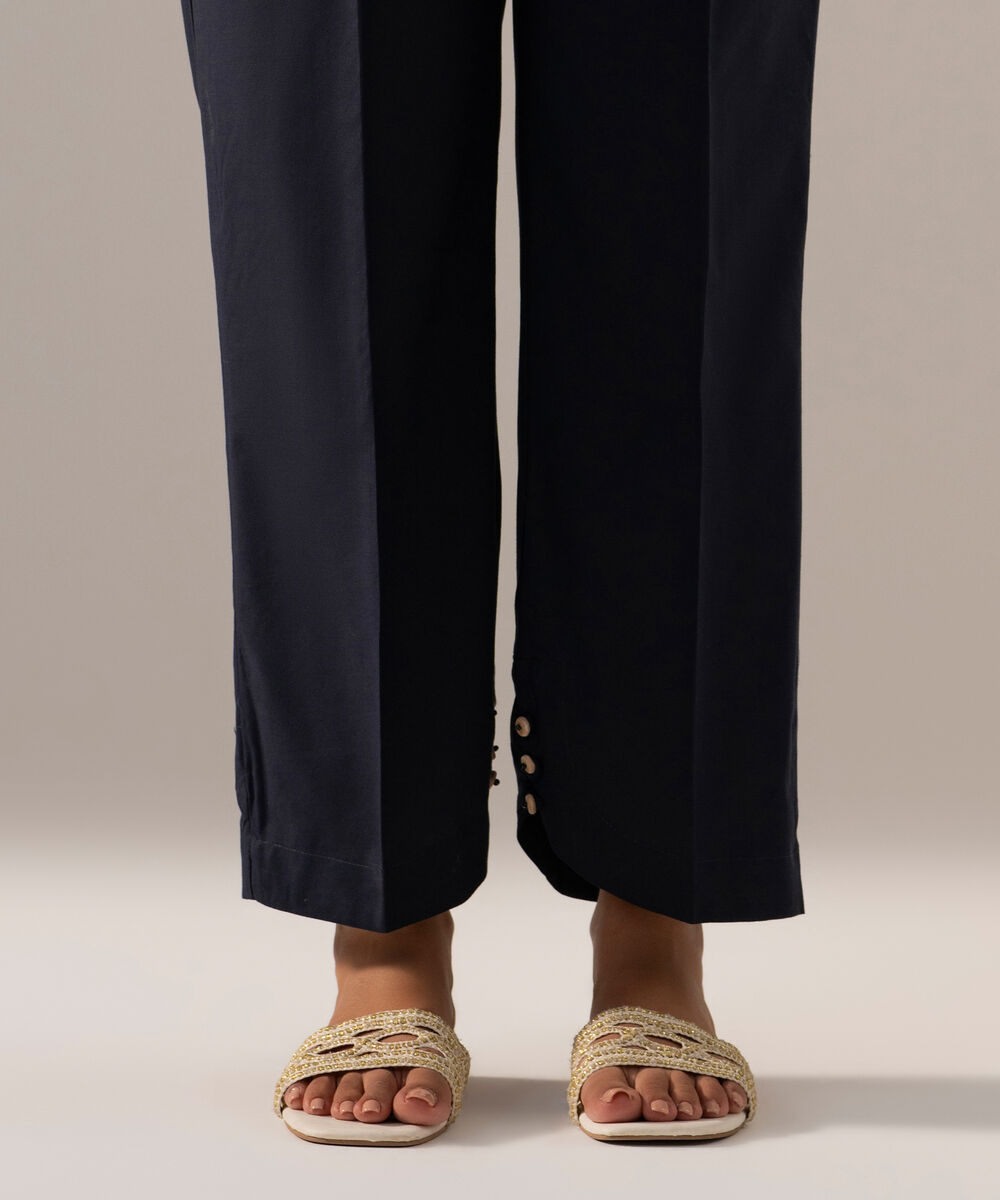 Women's RTW Cambric Solid Black Culotte