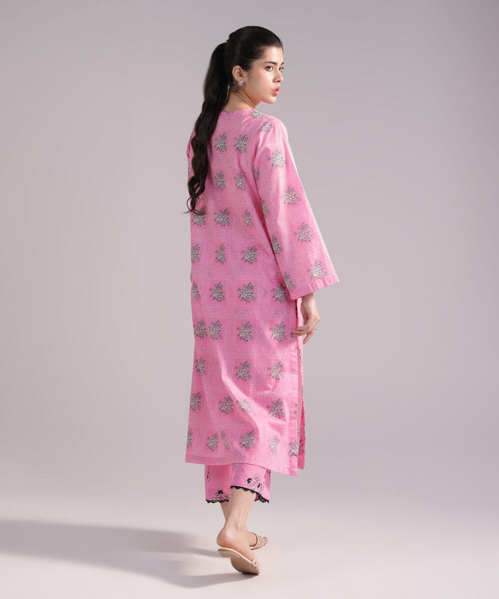 Women's RTW Crosshatch Printed Pink Straight Shirt