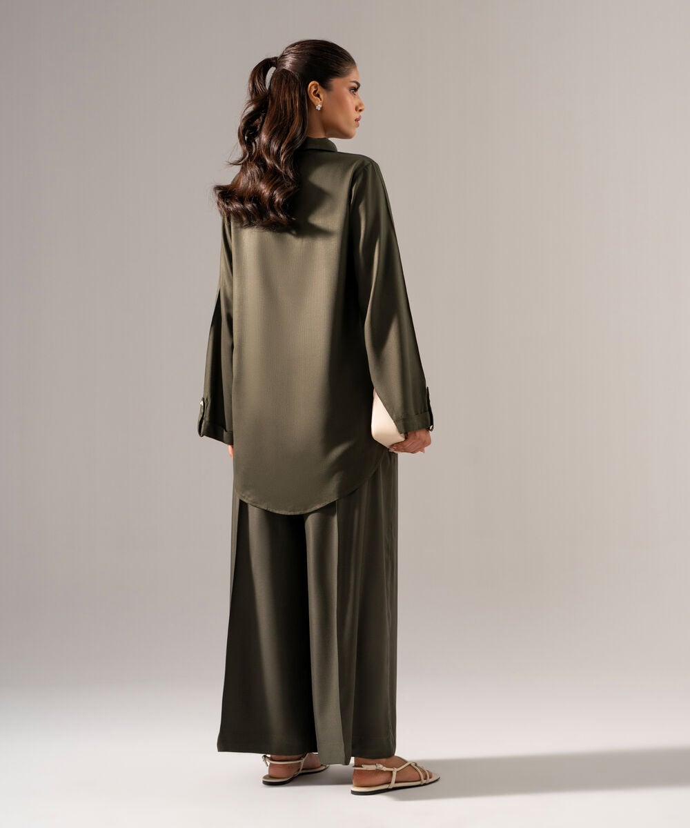Women's RTW Bedford Solid Green 2 Piece Suit