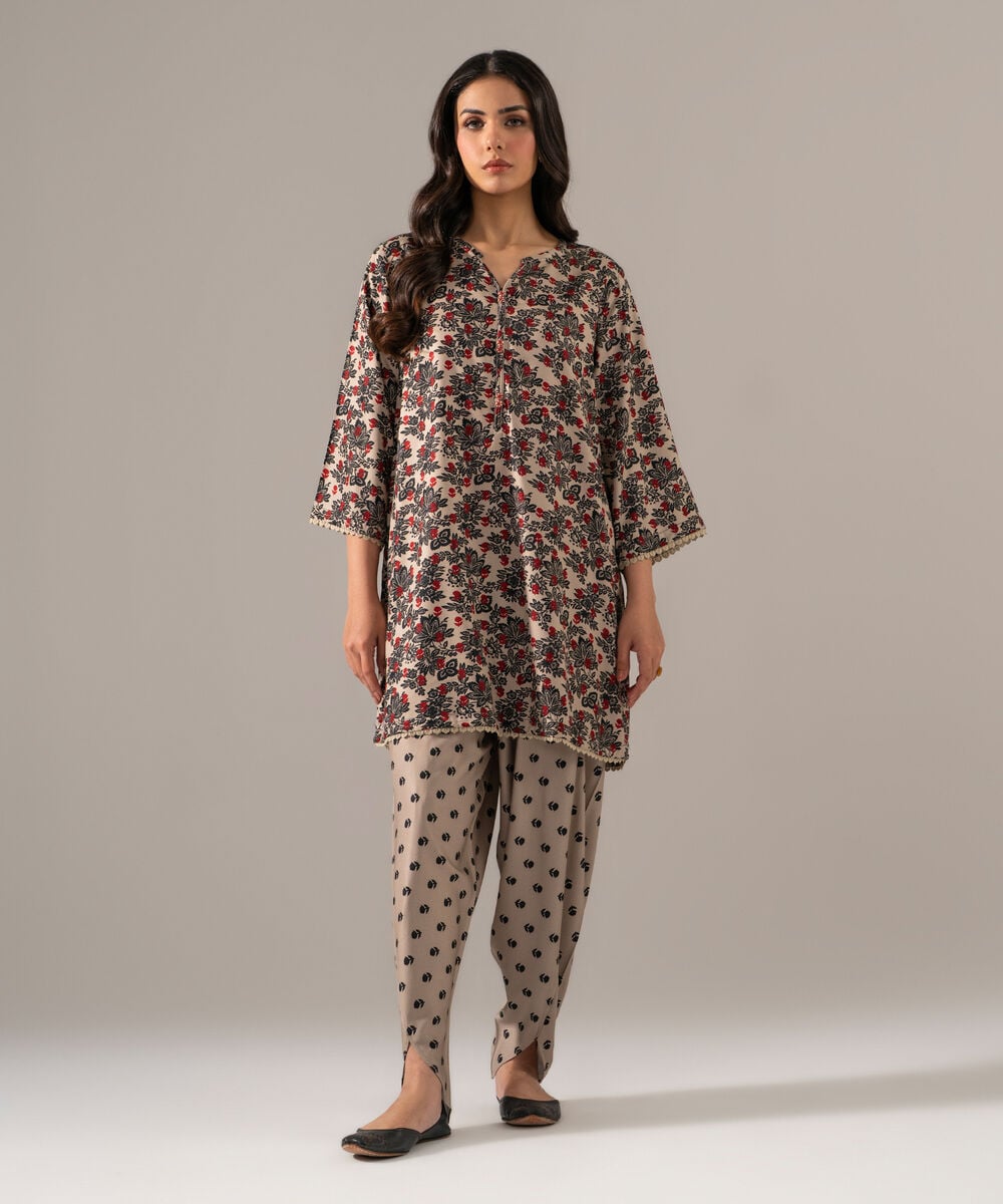 Women's RTW Viscose Marina Printed Grey Straight Shirt