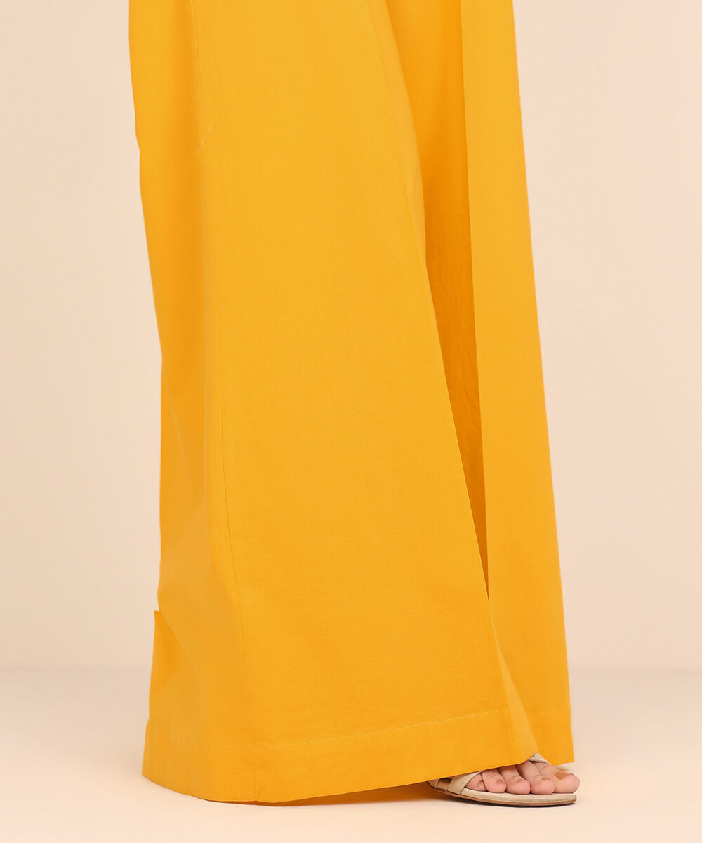 Women's RTW Cambric Yellow Dyed Flared Pants