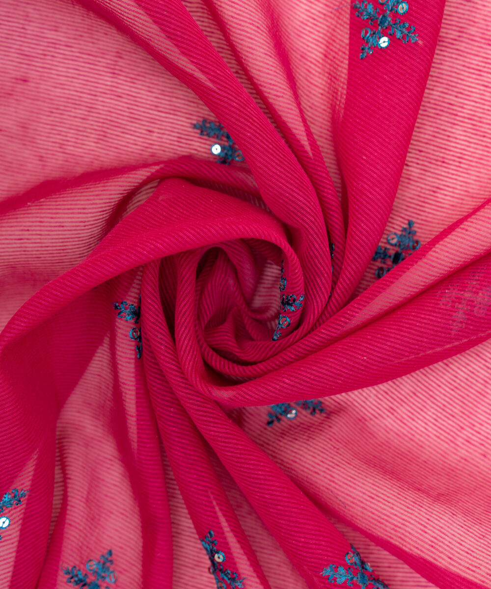 Blended Textured Karandi Pink Embroidered Dupatta