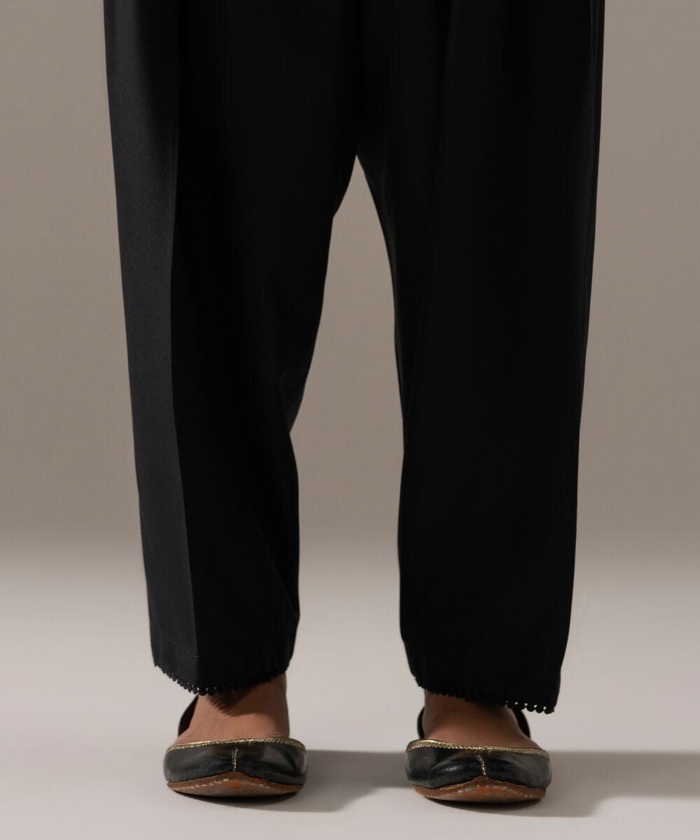 Women's RTW Viscose Marina Solid Black Shalwar
