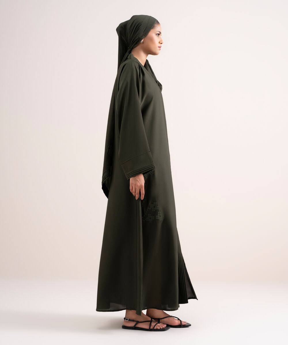 Women's Army Green Kimono Abbaya Set