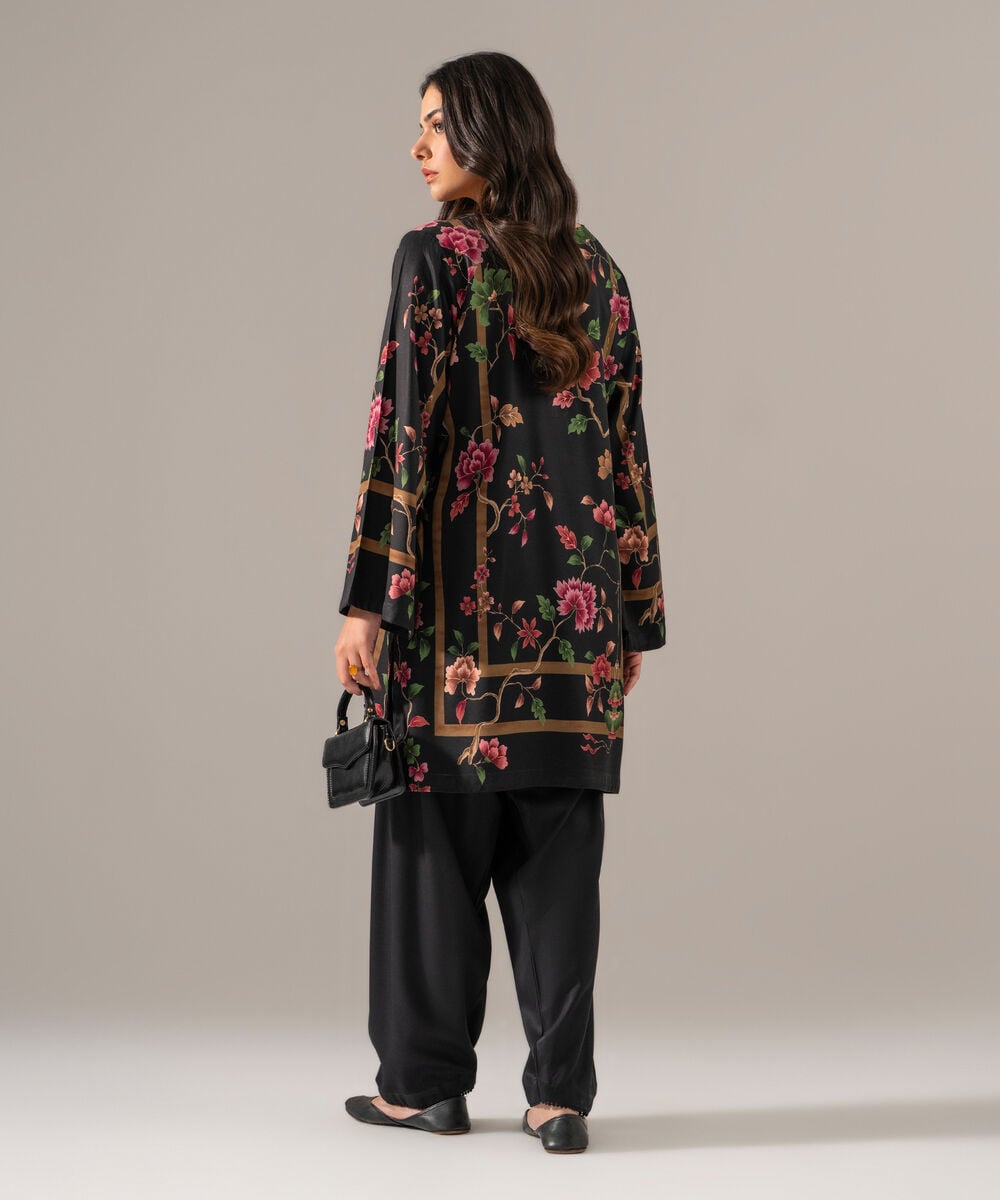 Women's RTW Viscose Marina Printed Black Straight Shirt