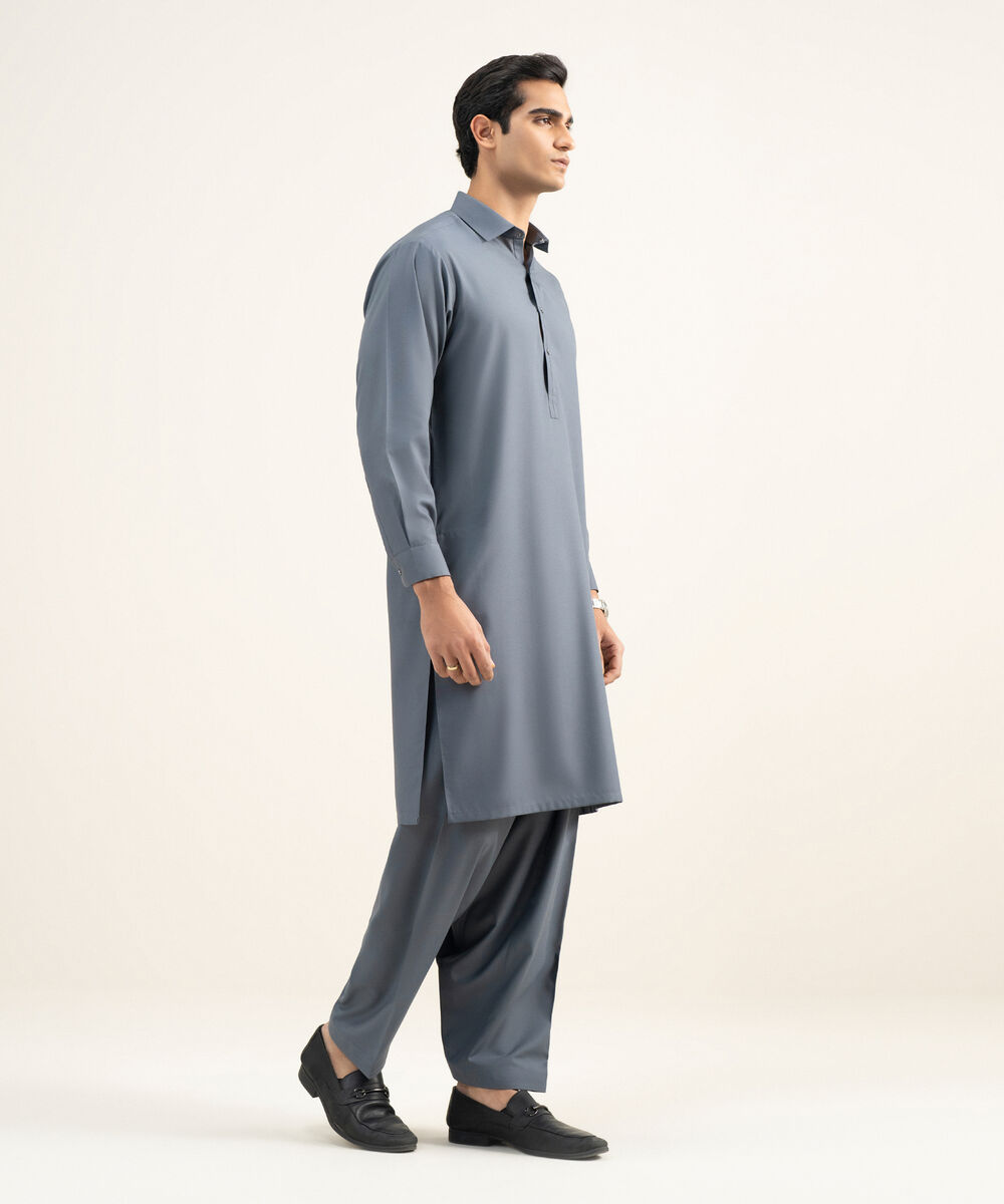 Men's Stitched Premium Blended Dark Grey Suit