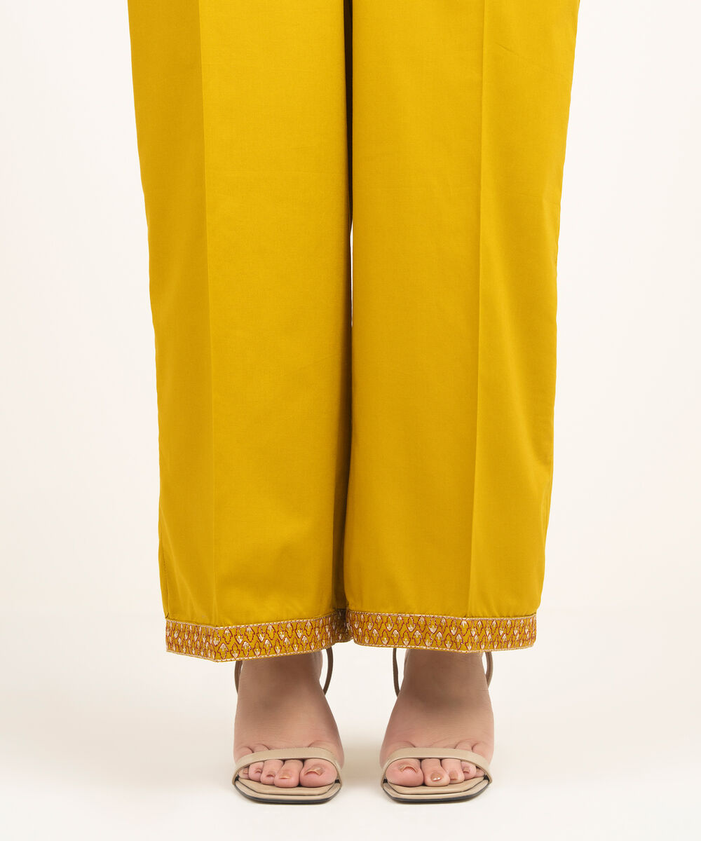 Women's RTW Lawn Embroidered Mustard Culottes
