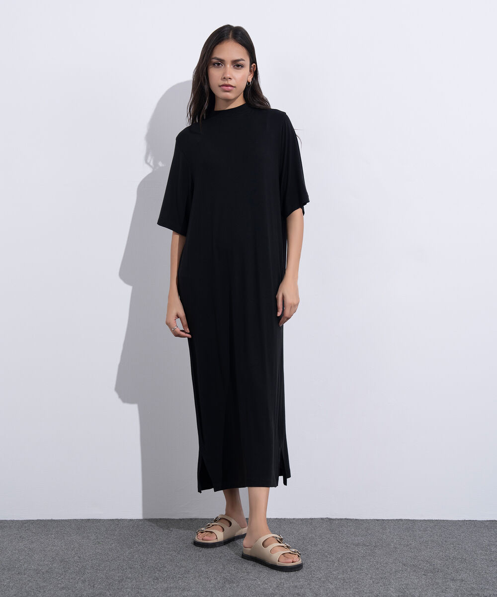 Women's Western Wear Black T-Shirt Short Sleeve Dress