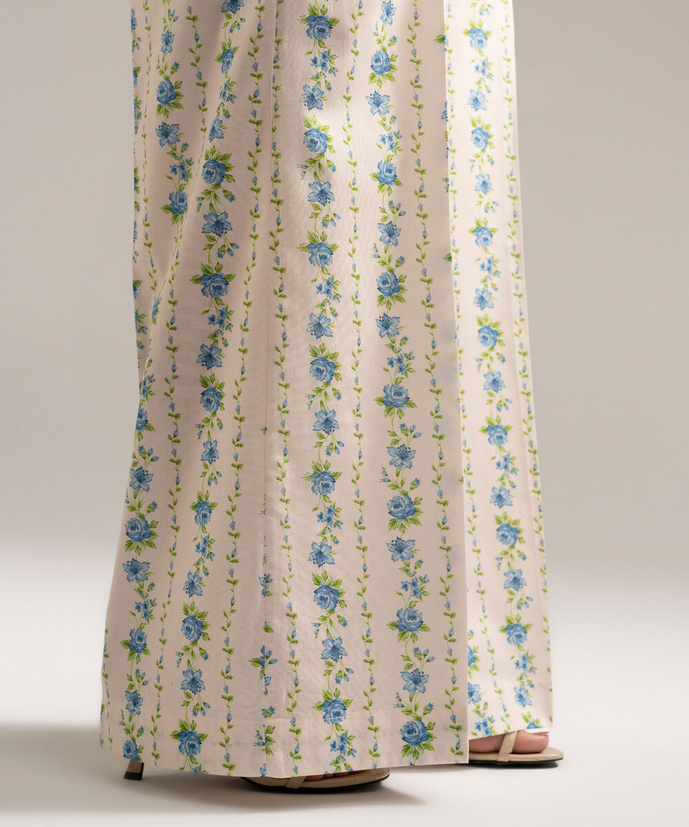 Women's RTW Cambric Printed White Culottes